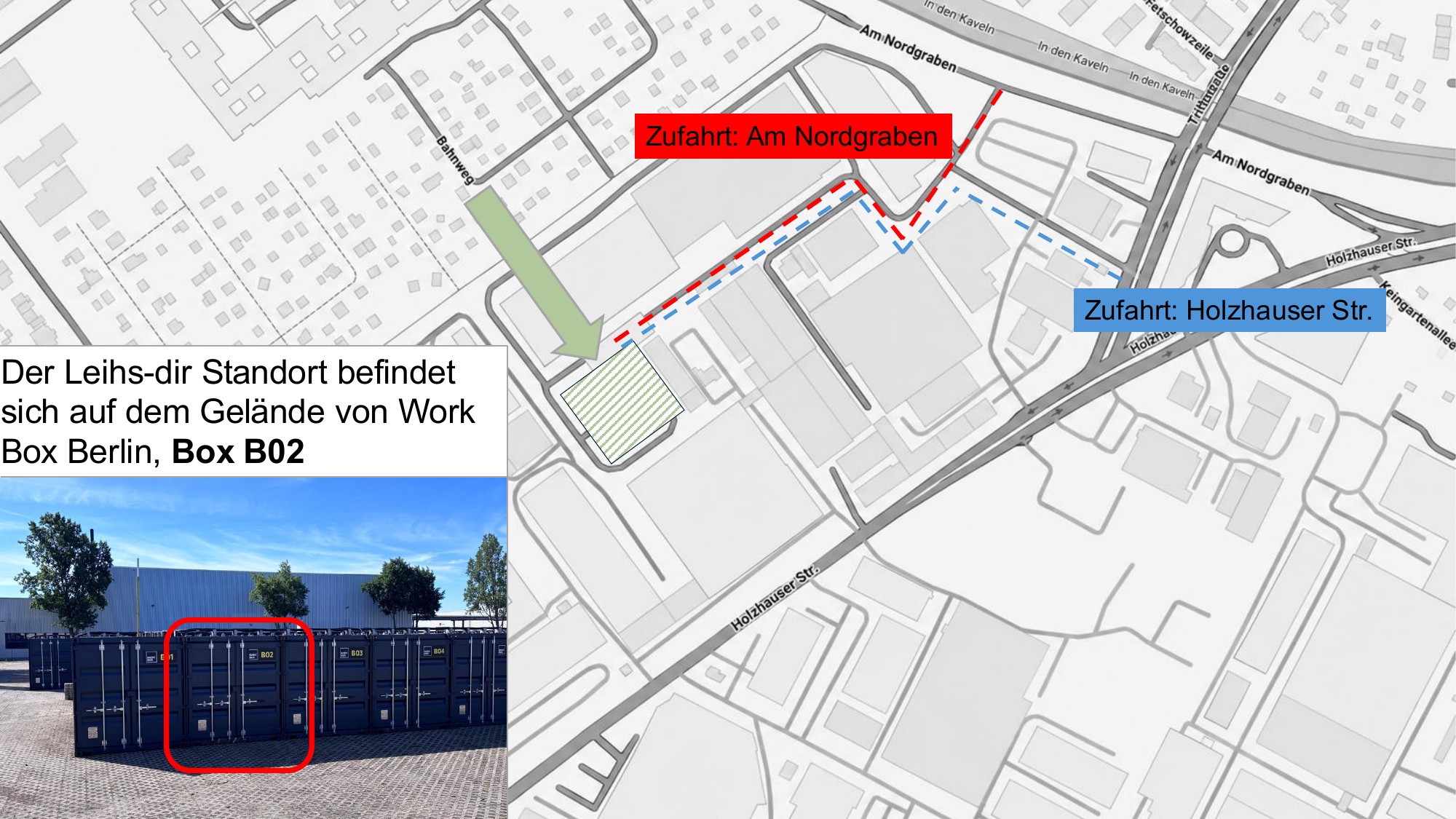 Anfahrtsskizze Leihsdir – Work Box Berlin Box B02